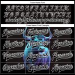 Custom Personalized Blue Bull 3D Pattern Varsity Letterman Jacket with Name and Number - Black and White Bomber Style Personalized