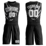 Custom Name Number Basketball Jersey Sublimation Round Neck Suit Black White Animal Claws Design Personalized Black White