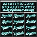 Personalized Black White Aqua Varsity Letterman Bomber Jacket Full Snap Personalized Black White-Aqua Bomber Full-Snap Varsity