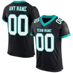 Custom Black and White Aqua Football Jersey - Personalized Mesh Sports Apparel Personalized Black White-Aqua Mesh Football