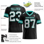 Personalized Black White Aqua Mesh Football Jersey - Custom Team Jersey 2 Personalized Black White-Aqua Mesh Football Jersey
