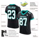 Custom Black and White Aqua Football Jersey - Personalized Mesh Sports Apparel Personalized Black White-Aqua Mesh Football