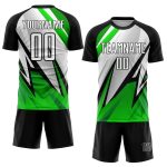 Custom Soccer Uniform Jersey with Personalized Name and Number - Black White-Aurora Green Sublimation Team Jersey Personalized