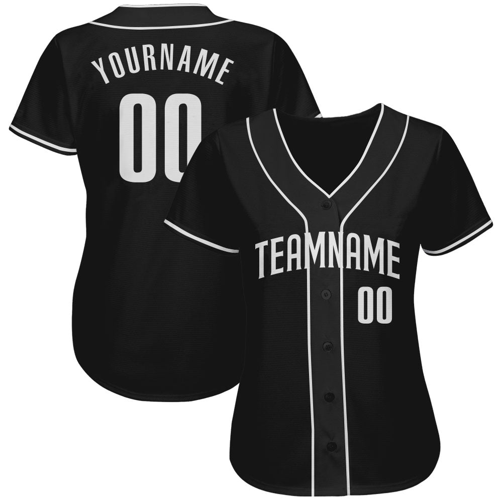 Personalized Black White Authentic Baseball Jersey Team Custom Name and Number Custom Team Baseball Jersey with Personalized Name and Number - Authentic Black and White Design Personalized Black White - Image 2