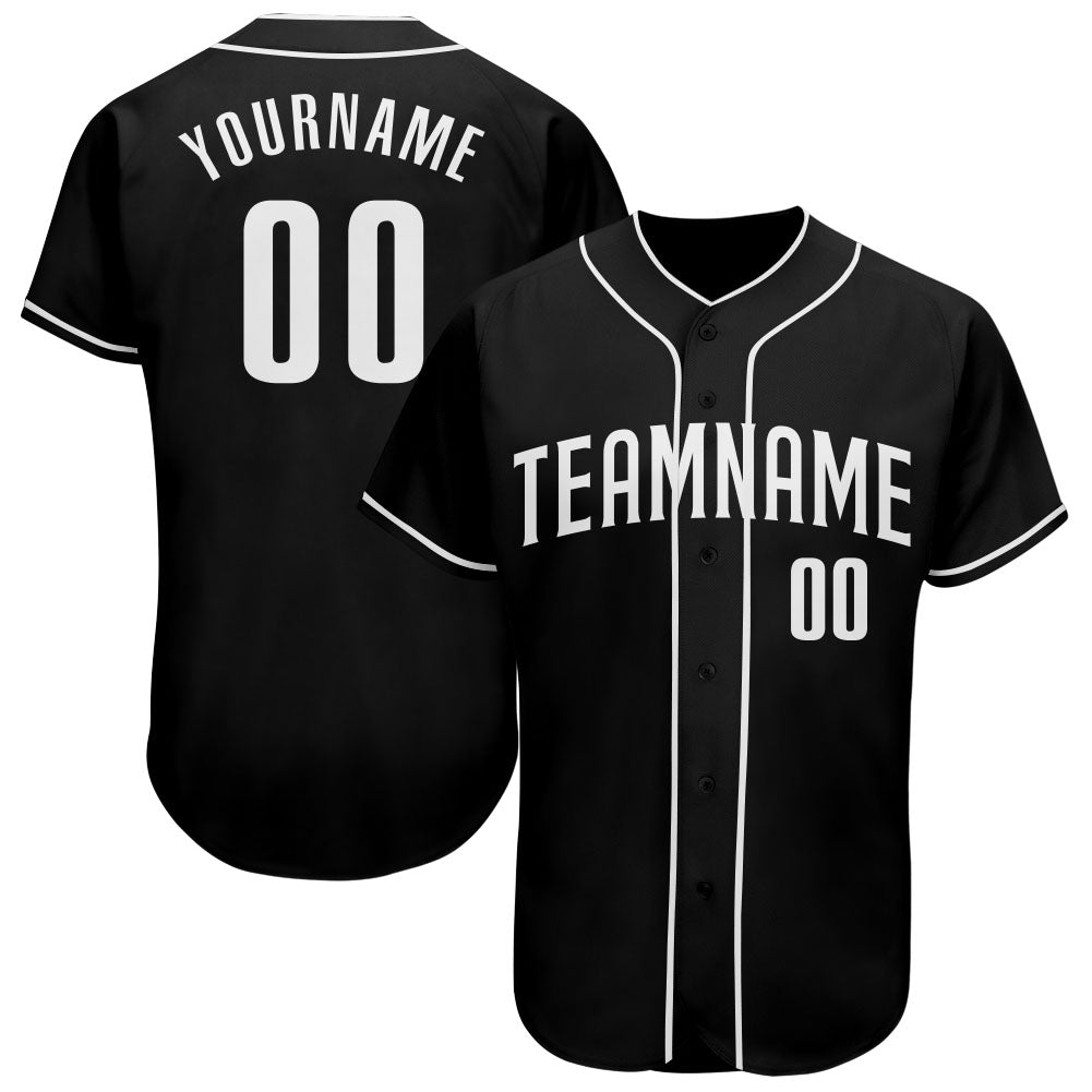 Custom Team Baseball Jersey with Personalized Name and Number - Authentic Black and White Design Personalized Black White