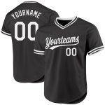 Custom Name Number Baseball Jersey - Personalized Authentic Black White Throwback Team Design Personalized Black White Authentic