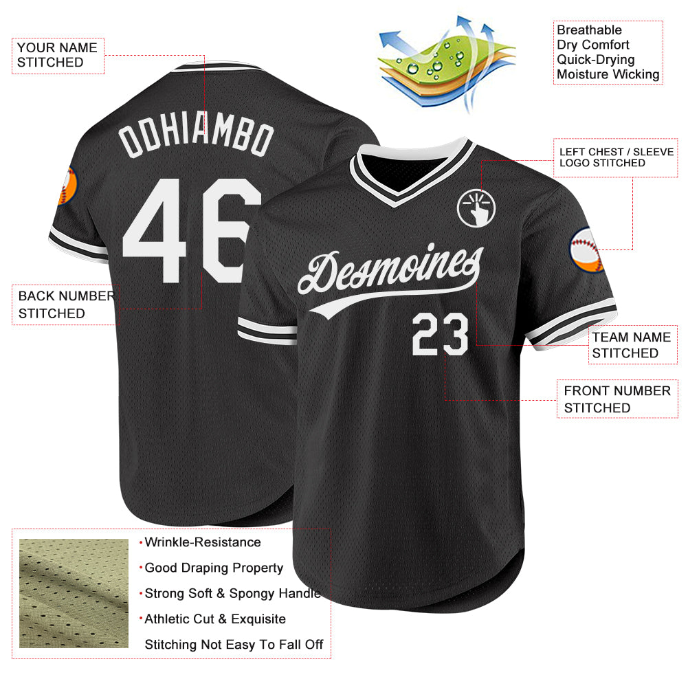 Personalized Black White Authentic Throwback Baseball Jersey Team Custom Name and Number Custom Name Number Baseball Jersey - Personalized Authentic Black White Throwback Team Design Personalized Black White Authentic - Image 3