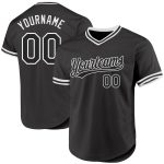 Custom Black and White Throwback Baseball Jersey - Personalized Authentic Sports Apparel Personalized Black White Authentic