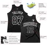 Personalized Authentic Basketball Jersey in Black and White - Throwback Style Personalized Black White Authentic Throwback