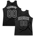 Personalized Authentic Basketball Jersey in Black and White - Throwback Style Personalized Black White Authentic Throwback