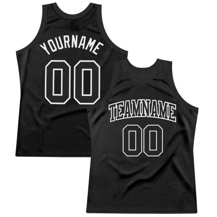 Personalized Authentic Basketball Jersey in Black and White - Throwback Style Personalized Black White Authentic Throwback
