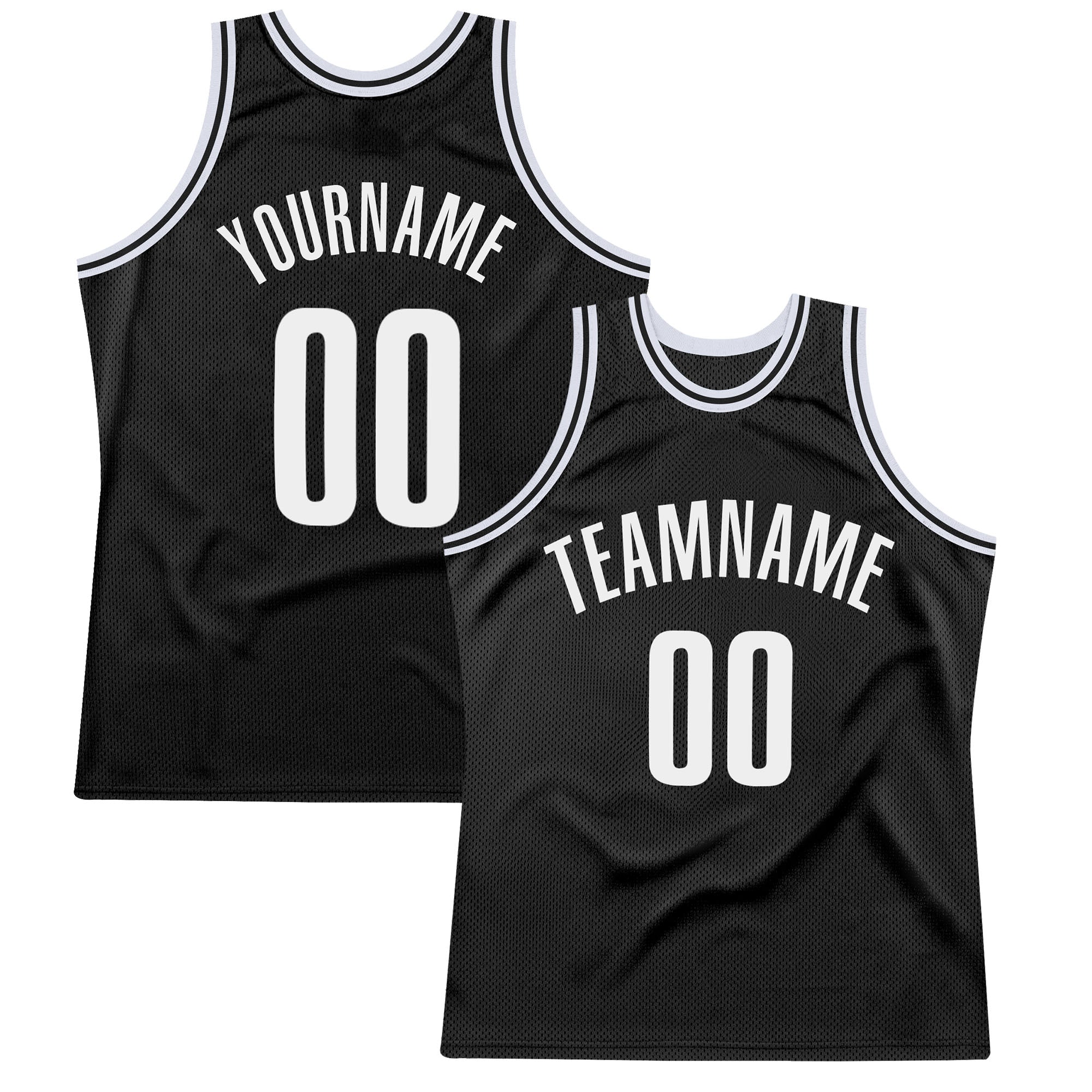 Custom Black and White Basketball Jersey with Personalized Name and Number - Authentic Throwback Style Personalized Black