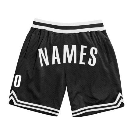 Custom Name Number Black White Basketball Shorts Authentic Throwback Team Design Personalized Black White Authentic Throwback