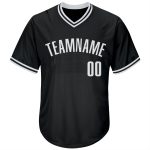 Customizable Baseball Jersey Shirt - Authentic Throwback Rib-Knit in Black and White with Team Name and Number Personalized