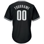 Customizable Baseball Jersey Shirt - Authentic Throwback Rib-Knit in Black and White with Team Name and Number Personalized
