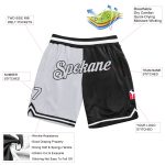 Custom Team Name Number Basketball Shorts - Personalized Black White Authentic Split Fashion Design Personalized Black White