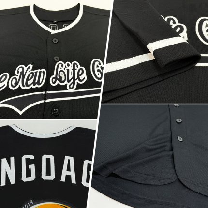 Custom Black and White Baseball Jersey for Men, Women, and Kids - Personalized Sports Apparel Personalized Black White Baseball
