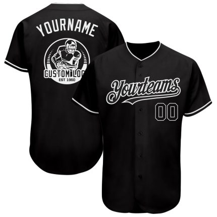 Custom Black and White Baseball Jersey for Men, Women, and Kids - Personalized Sports Apparel Personalized Black White Baseball