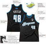 Personalized Throwback Basketball Jersey in Black, White, and Blue Colors Personalized Black White-Blue Throwback Basketball