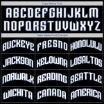 Personalized Throwback Baseball Jersey Shirt in Black White-Blue Rib-Knit Personalized Black White-Blue Throwback Rib-Knit