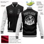 Personalized Black and White Two-Tone Varsity Letterman Bomber Jacket Full-Snap 4 Personalized Black White Bomber Full-Snap