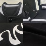 Custom Name and Number Bomber Varsity Jacket Black White Two Tone Full-Snap Letterman Personalized Black White Bomber Full-Snap