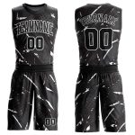 Personalized Basketball Jersey Round Neck Sublimation Black White Bright Lines Design Personalized Black White Bright Lines