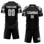 Personalized Black White Camo Soccer Jersey Uniform - Custom Sublimation Design Personalized Black White-Camo Sublimation