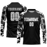 Personalized Black White Camo Soccer Jersey Uniform - Custom Sublimation Design Personalized Black White-Camo Sublimation