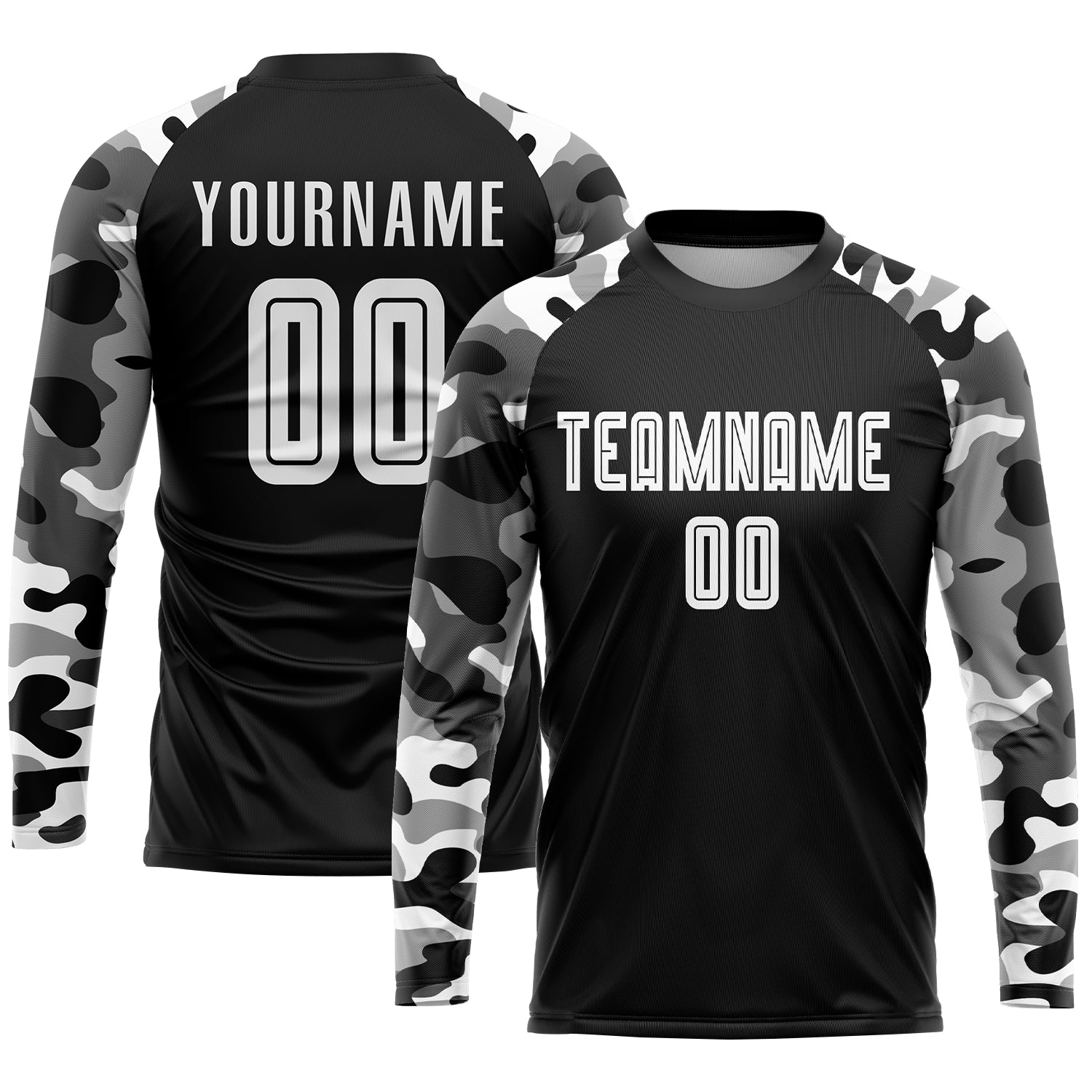 Personalized Black White Camo Soccer Jersey Uniform - Custom Sublimation Design Personalized Black White-Camo Sublimation - Image 3