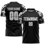 Personalized Black White Camo Soccer Jersey Uniform - Custom Sublimation Design Personalized Black White-Camo Sublimation