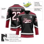 Custom Cardinal Hockey Lace Neck Jersey with Personalized Name and Number in Black and White Personalized Black White-Cardinal