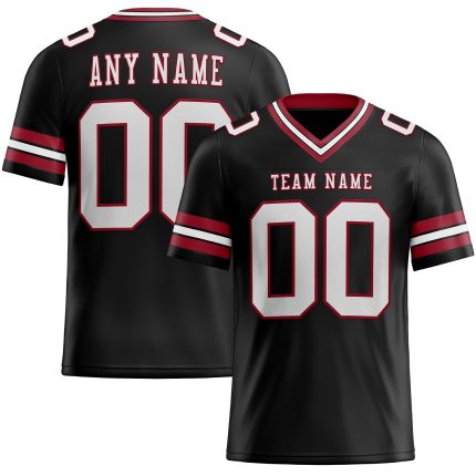 Personalized Black White Cardinal Mesh Football Jersey Authentic Design Personalized Black White-Cardinal Mesh Authentic
