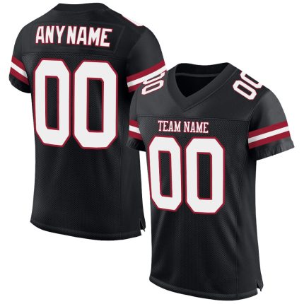 Custom Name and Number Black White-Cardinal Authentic Football Jersey - Personalized Team Gear Personalized Black White-Cardinal