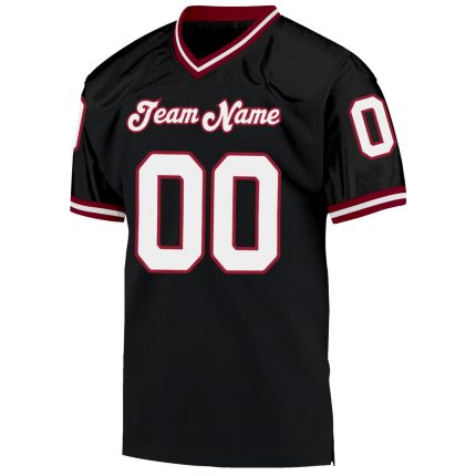 Custom Name and Number Black White Cardinal Mesh Football Jersey - Authentic Throwback Team Design Personalized Black White-Cardinal
