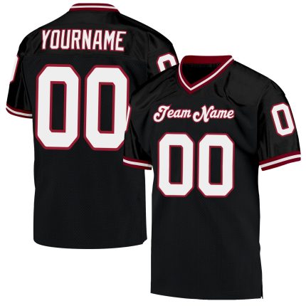 Custom Name and Number Black White Cardinal Mesh Football Jersey - Authentic Throwback Team Design Personalized Black White-Cardinal