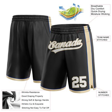 Custom Name Number Basketball Shorts - Personalized Black White City Cream-Royal Authentic Team Gear Personalized Black White