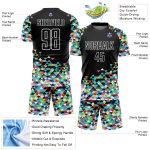 Custom Name Number Personalized Soccer Jersey - Black White Colorful Geometric Triangle Uniform Personalized Black White