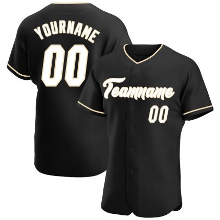 Custom Black White-Cream Baseball Jersey with Personalized Name & Number - Authentic Team Apparel Personalized Black White-Cream