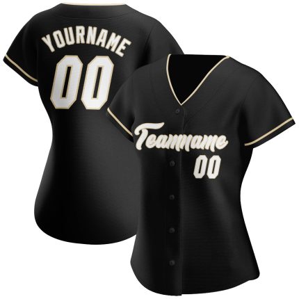 Custom Black White-Cream Baseball Jersey with Personalized Name & Number - Authentic Team Apparel Personalized Black White-Cream