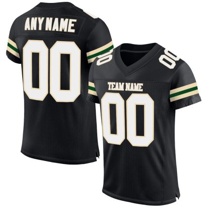 Custom Name and Number Authentic Football Jersey - Personalized Black White Cream Mesh Team Jersey Personalized Black White-Cream