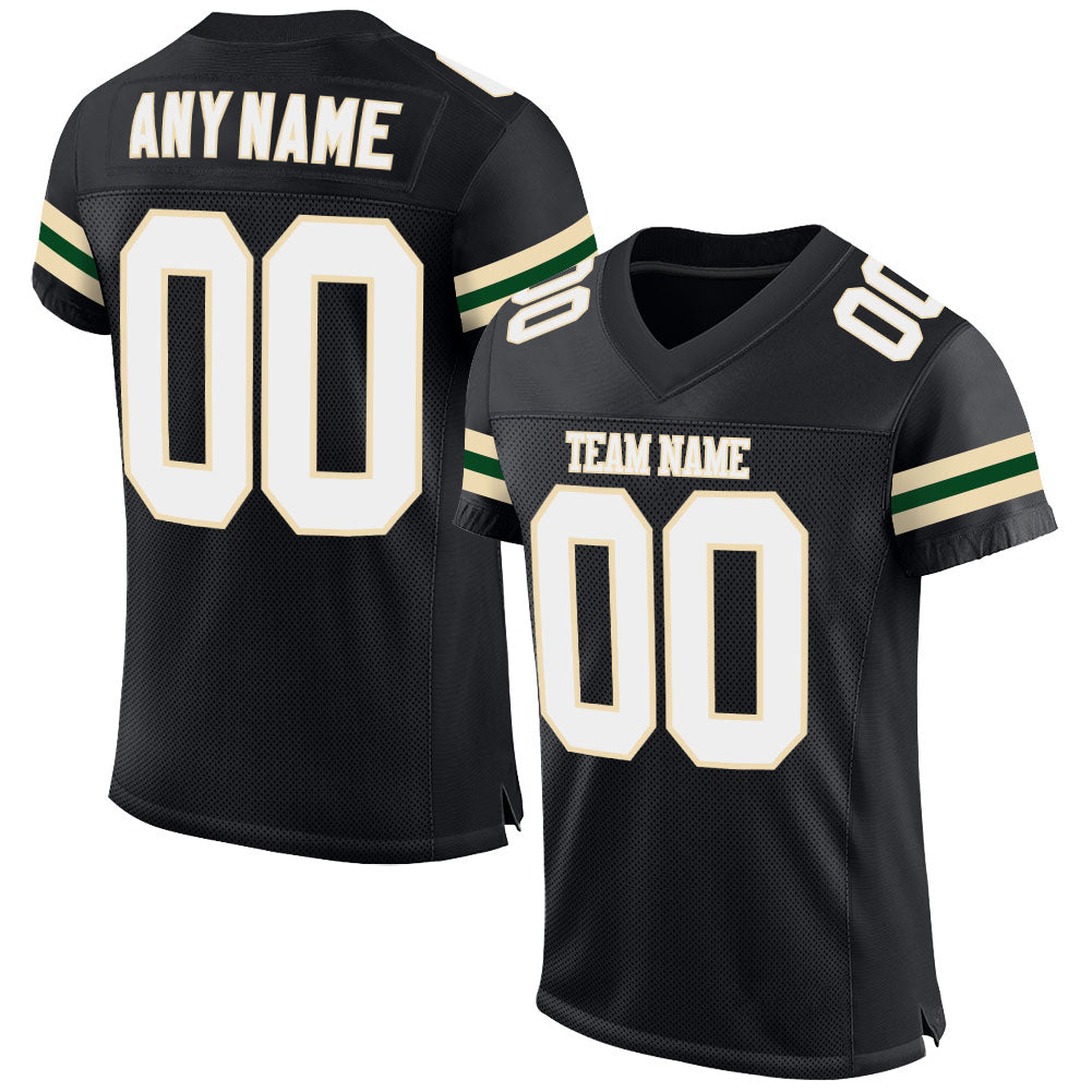 Custom Name and Number Authentic Football Jersey - Personalized Black White Cream Mesh Team Jersey Personalized Black White-Cream