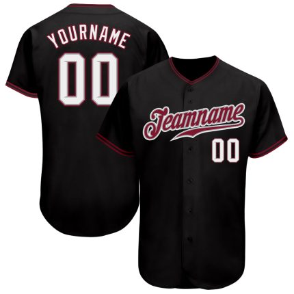 Custom Black White Crimson Baseball Jersey - Authentic Design Personalized Black White-Crimson Authentic Baseball Jersey