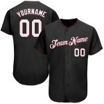 Custom Black White Crimson Baseball Jersey with Personalized Name and Number Personalized Black White-Crimson Authentic Baseball