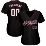 Personalized Black White Crimson Baseball Jersey for Men and Women Personalized Black White-Crimson Baseball Jersey 2