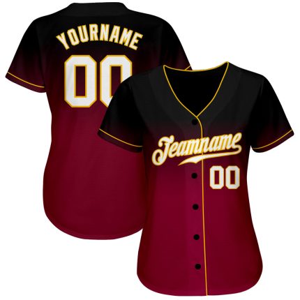 Custom Black White Crimson Fade Fashion Baseball Jersey Personalized Black White-Crimson Fade Fashion Baseball Jersey