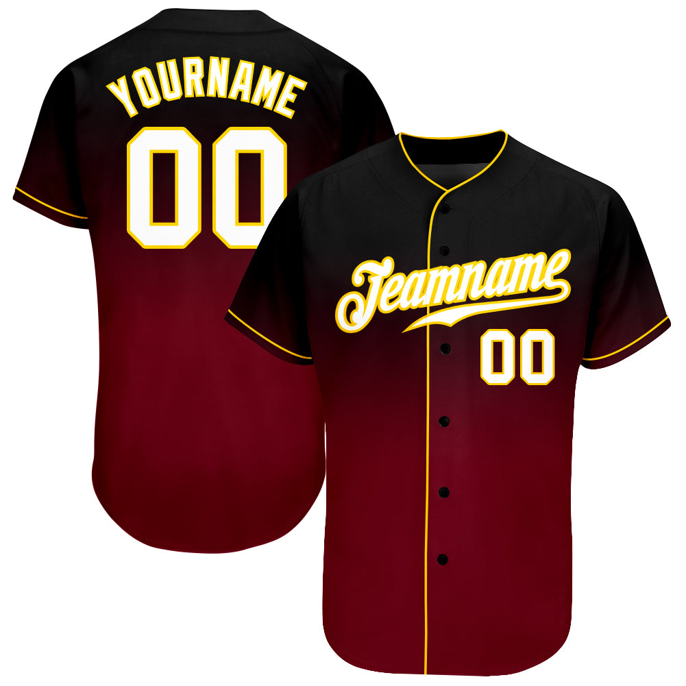 Custom Black White Crimson Fade Fashion Baseball Jersey Personalized Black White-Crimson Fade Fashion Baseball Jersey