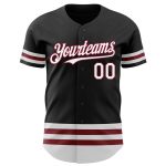 Personalized Black White Crimson Line Jersey for Baseball Fans - Custom Team Apparel Personalized Black White-Crimson Line