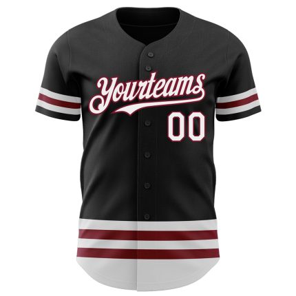 Personalized Black White Crimson Line Jersey for Baseball Fans - Custom Team Apparel Personalized Black White-Crimson Line
