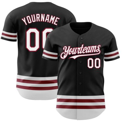 Personalized Black White Crimson Line Jersey for Baseball Fans - Custom Team Apparel Personalized Black White-Crimson Line
